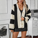 Casual Striped Knitted Cardigan