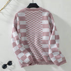 Casual Plaid Knitted Cardigan