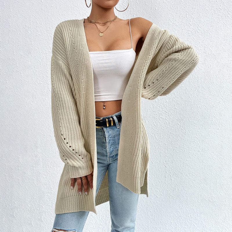 Casual Solid Colour Knitted Cardigan