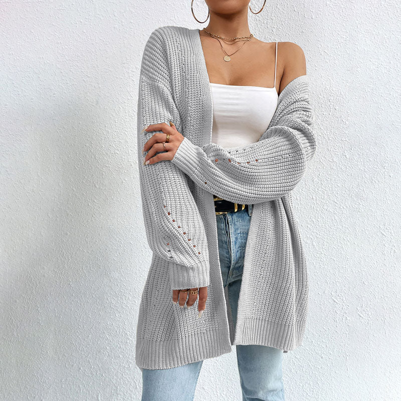 Casual Solid Colour Knitted Cardigan