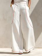 Women's Minimalist  Blouse & Wide-Leg Pants Set