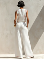 Women's Minimalist  Blouse & Wide-Leg Pants Set