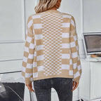 Casual Plaid Knitted Cardigan