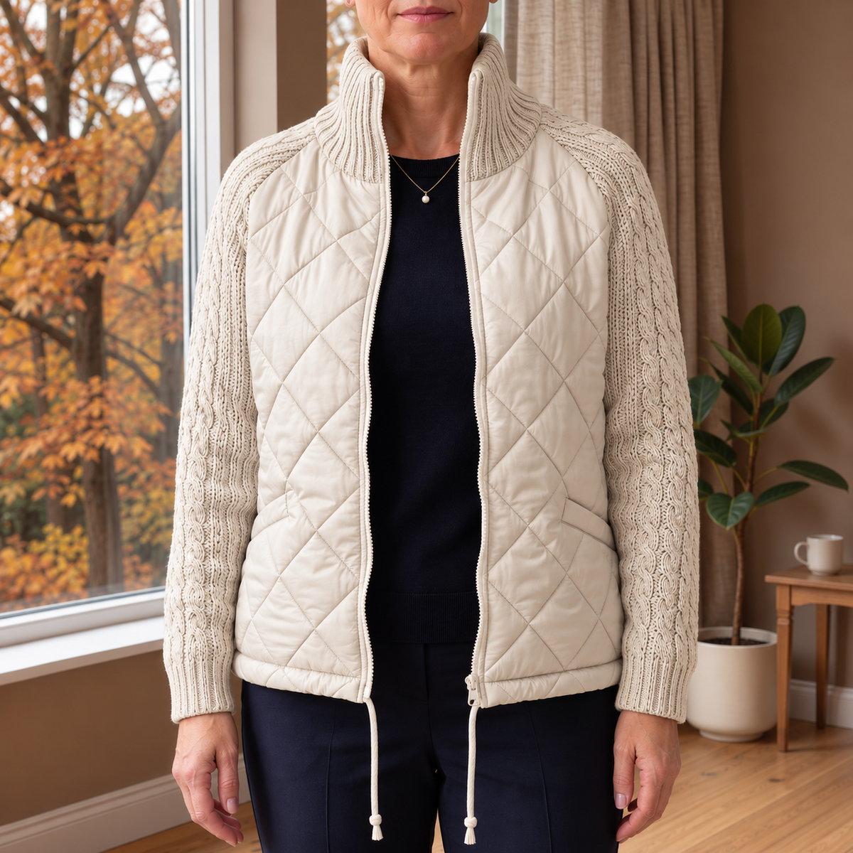 Amber | Knit Patchwork Puffer Jacket