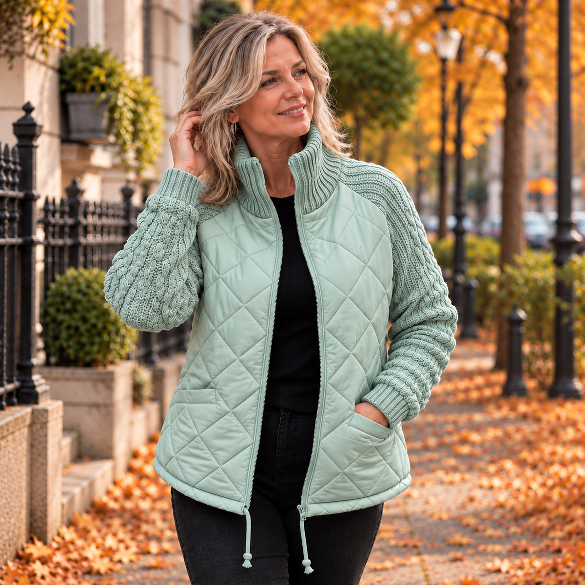 Amber | Knit Patchwork Puffer Jacket