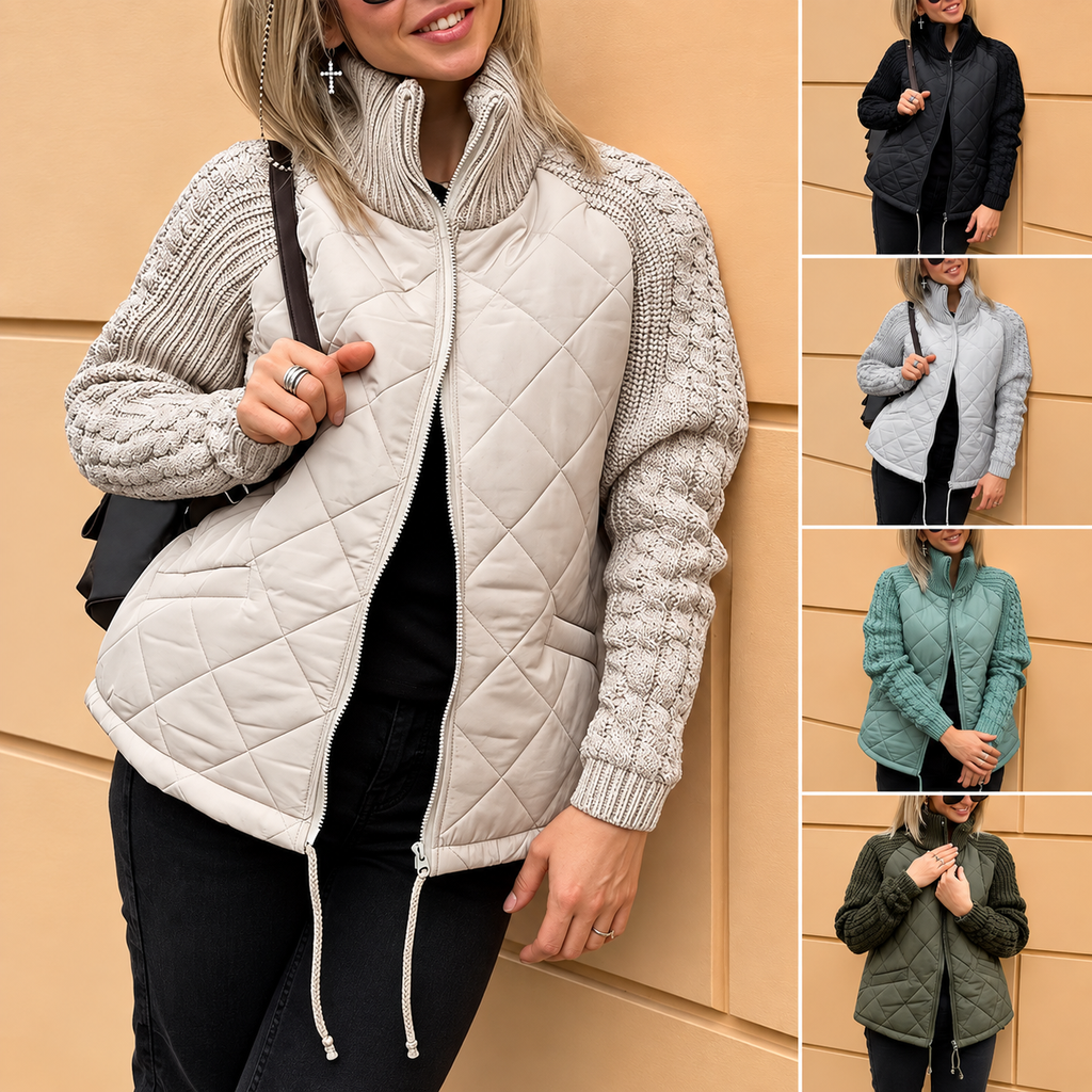 Amber | Knit Patchwork Puffer Jacket