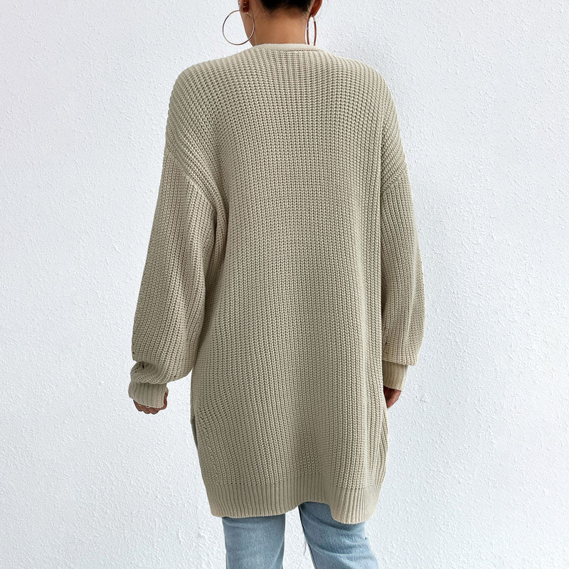 Casual Solid Colour Knitted Cardigan