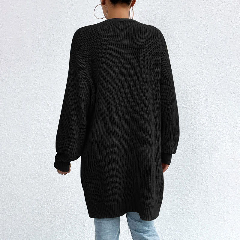 Casual Solid Colour Knitted Cardigan