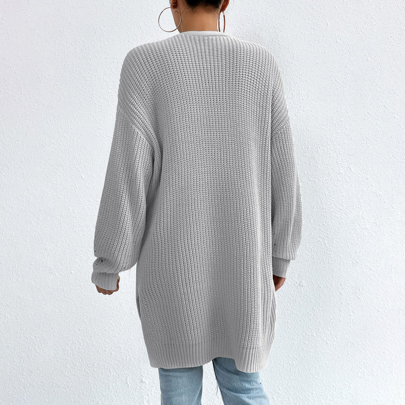 Casual Solid Colour Knitted Cardigan