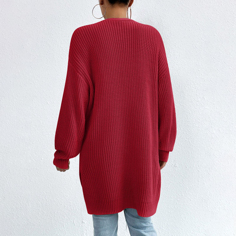 Casual Solid Colour Knitted Cardigan