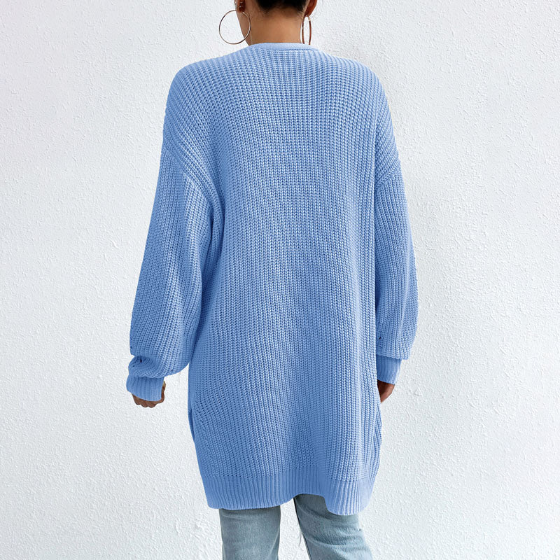 Casual Solid Colour Knitted Cardigan