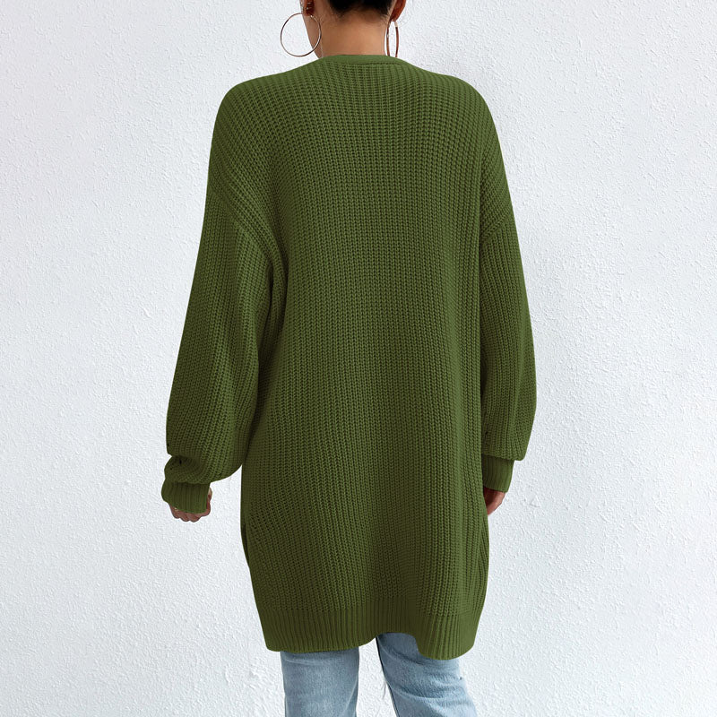 Casual Solid Colour Knitted Cardigan