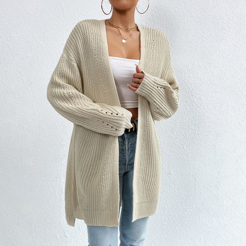 Casual Solid Colour Knitted Cardigan