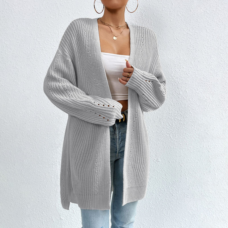 Casual Solid Colour Knitted Cardigan