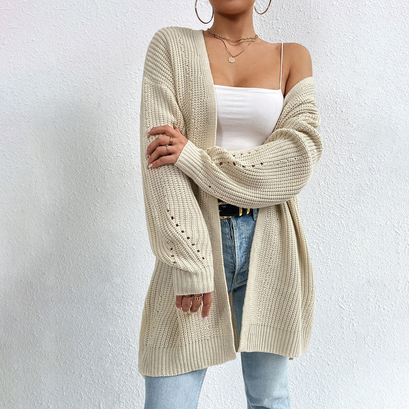 Casual Solid Colour Knitted Cardigan