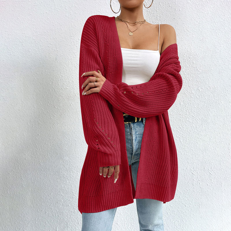 Casual Solid Colour Knitted Cardigan