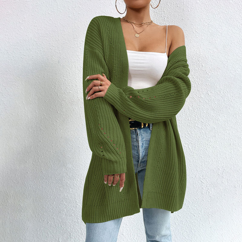 Casual Solid Colour Knitted Cardigan