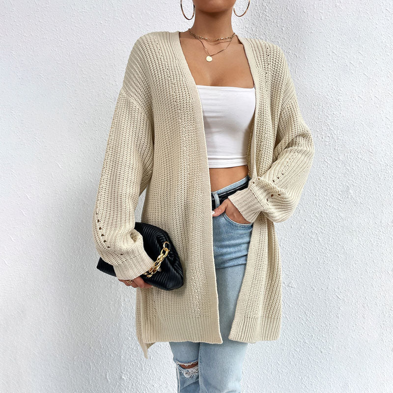 Casual Solid Colour Knitted Cardigan