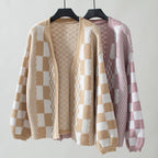 Casual Plaid Knitted Cardigan