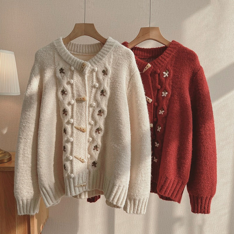 Casual Floral Knitted Cardigan