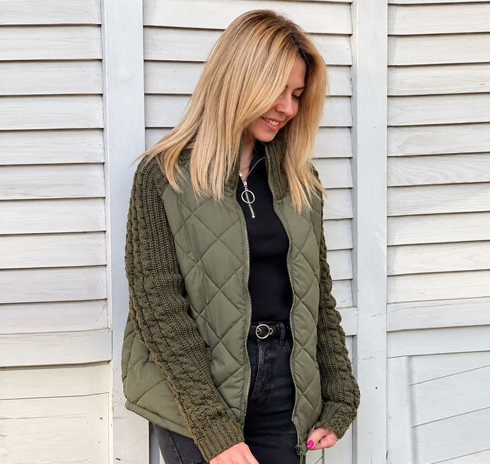 Amber | Knit Patchwork Puffer Jacket