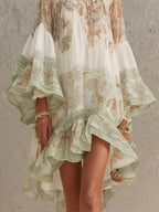 Mirabel | Ivory Boho Print High-Low Hem Mini Dress