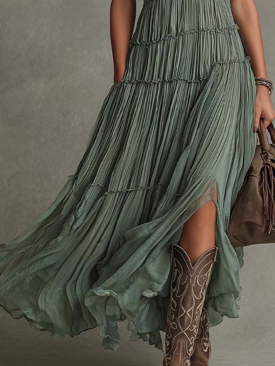 Lucrezia | Gathered V-Neck Maxi Dress
