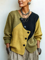 Marianne | Colour-Block Button-Detail Jumper