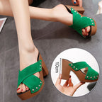 Women's Platform Chunky High-heeled Slippers🥰🥰Mother's Day Promotion-49% Off