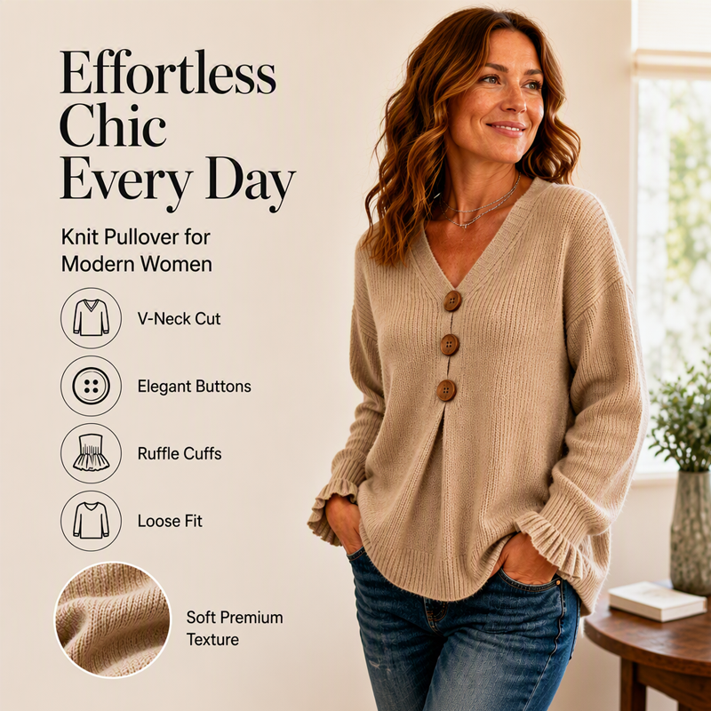 Amelie | Soft V-Neck Knit Sweater