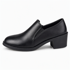 Women's British Style Retro Slip On Mid Block Heel Pumps Plus Size Chunky Heel Low Top Shoes