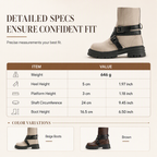 Women's Round Toe Boots with Buckle Strap Chunky Mid Heel Platform Ankle Boots